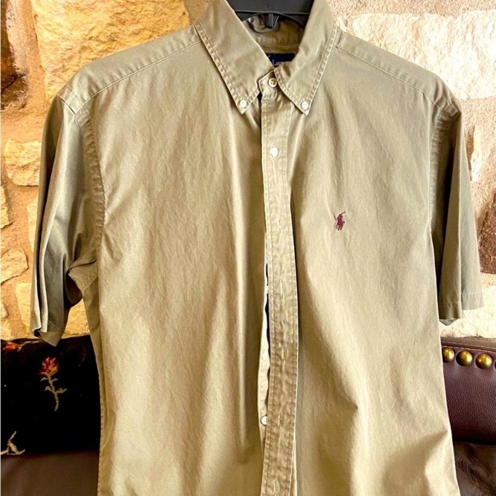 Men's Khaki Shirt- Ralph Lauren - Blake - 100 % Cotton short-sleeve Men’s shirt
